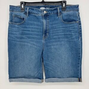 Old Navy Women's Blue Denim Bermuda Shorts High‎ Rise Size 16 Cuffed